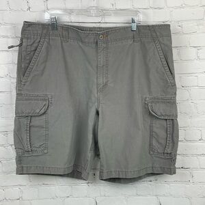 LL Bean Shorts 42 Mens Grey Cargo Utility Safari Canvas Natural Fit 9.5” inseam